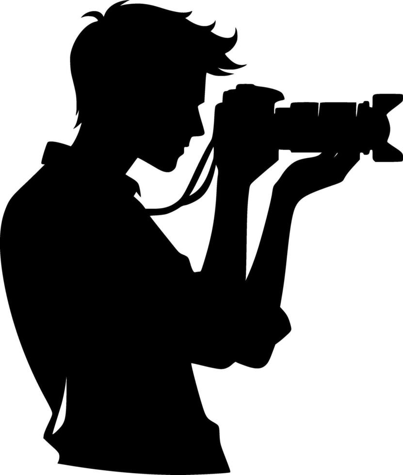 A silhouette of a man holding a camera vector