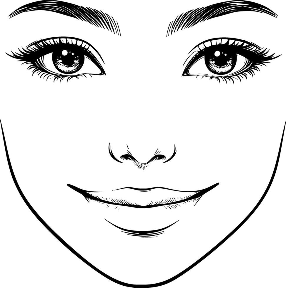 A woman's face with eyes and eyebrows vector