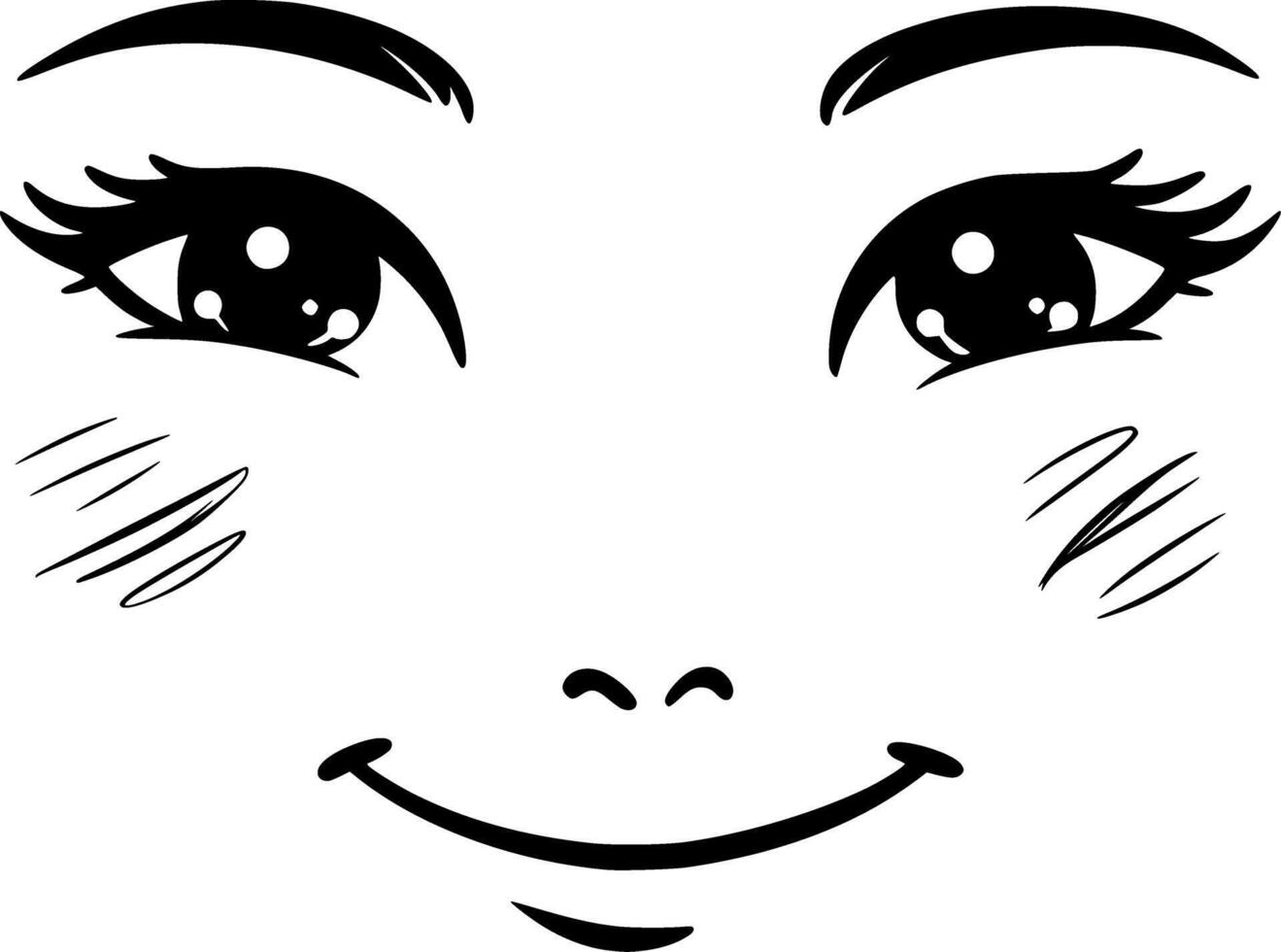 A black and white drawing of a woman's face vector