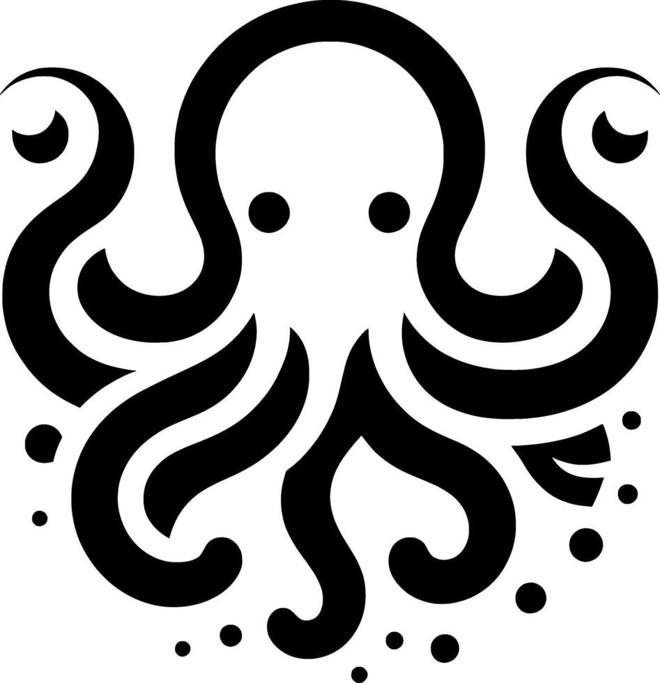 An octopus is shown in a black and white design vector