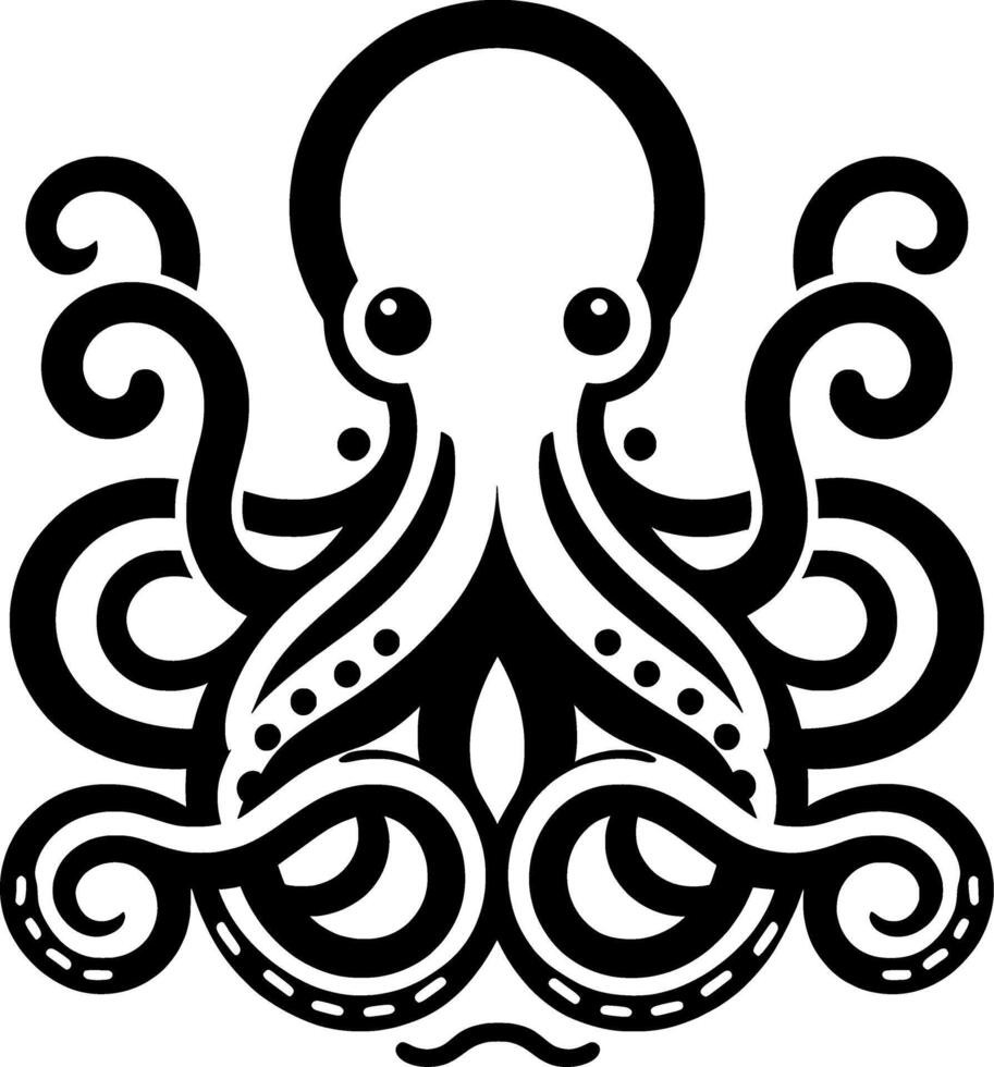 An octopus tattoo design with a black and white background vector