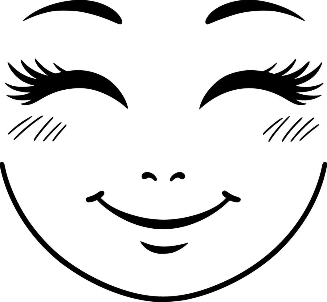 A smiling face with eyelashes and eyebrows vector