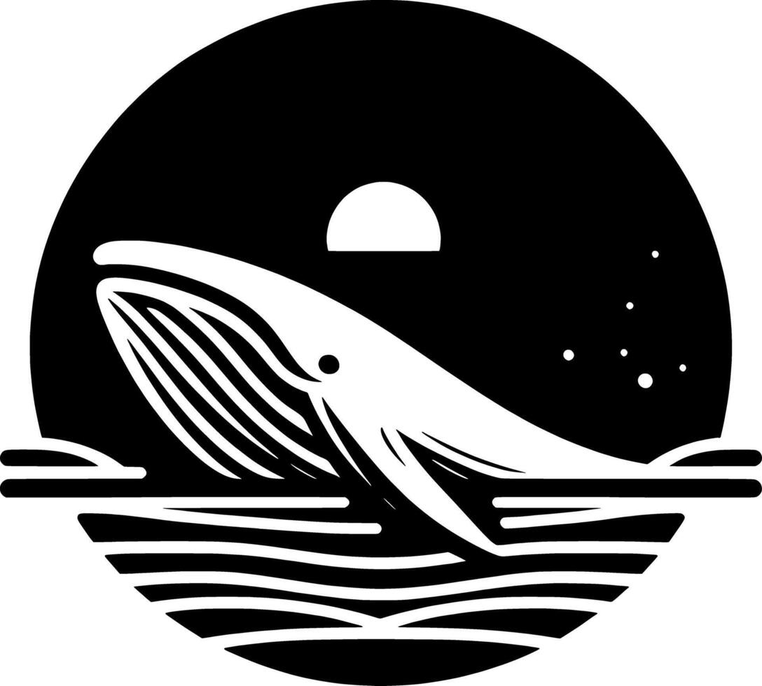 A whale in the ocean with a sun in the background vector