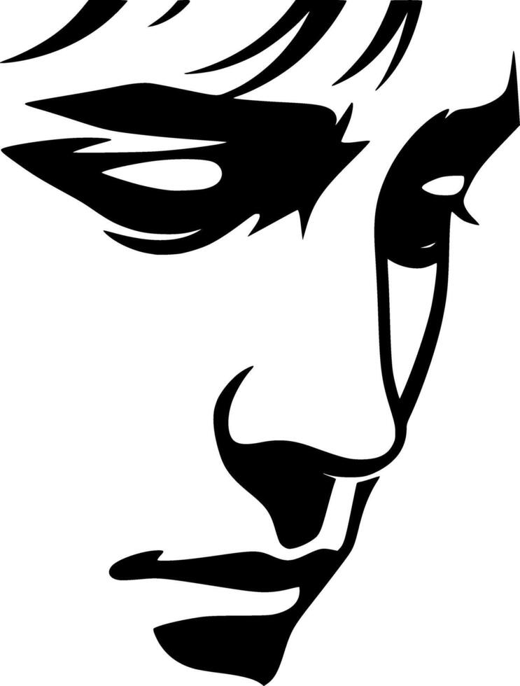 A black and white silhouette of a man's face vector