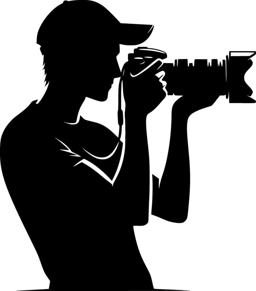 Silhouette of a man holding a camera vector