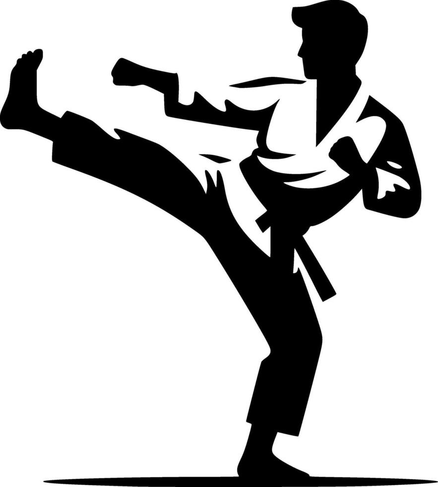 Karate man silhouette on white background vector