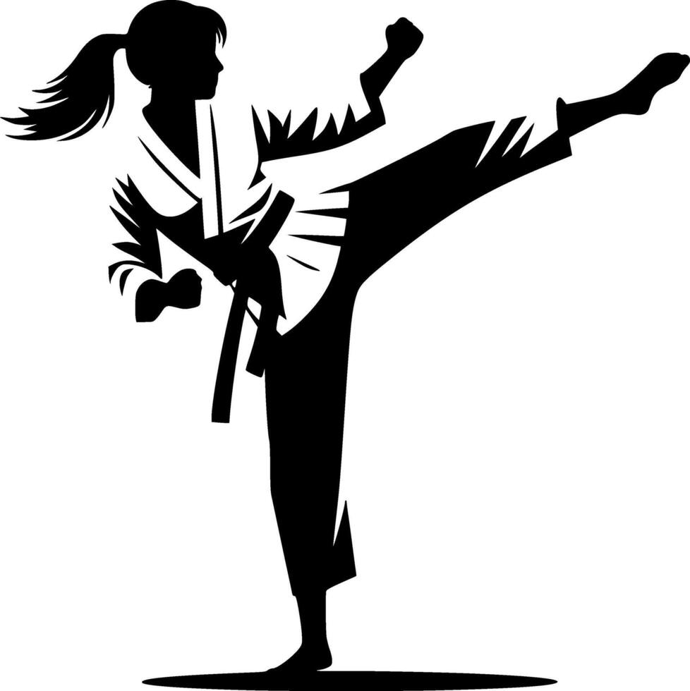 Karate girl silhouette clipart vector