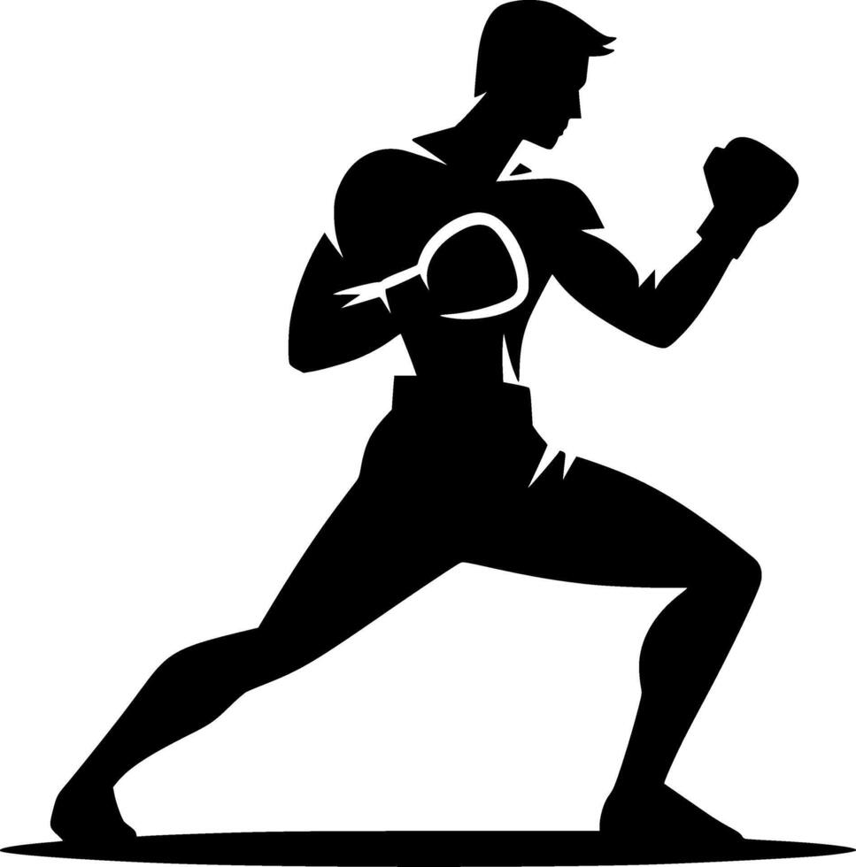 A silhouette of a man in boxing stance vector