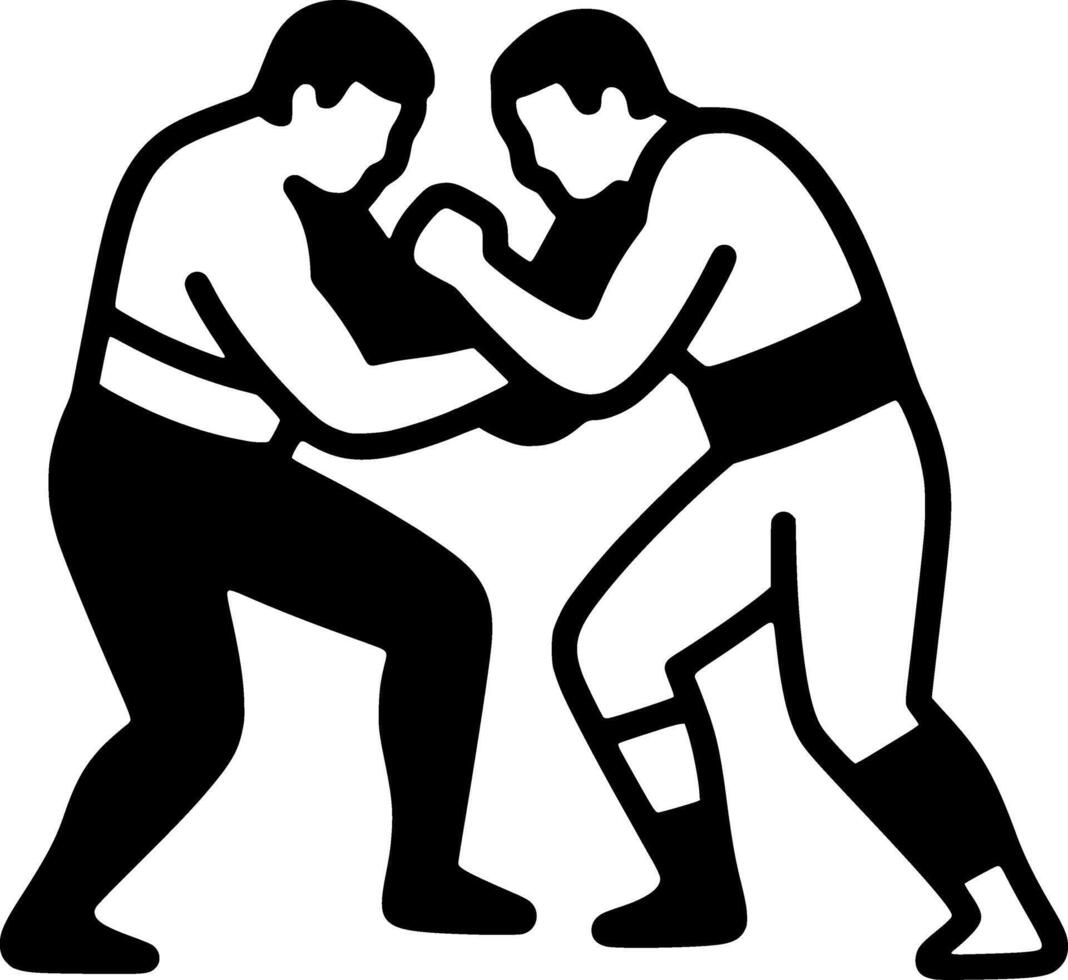 Two men wrestling on a white background vector
