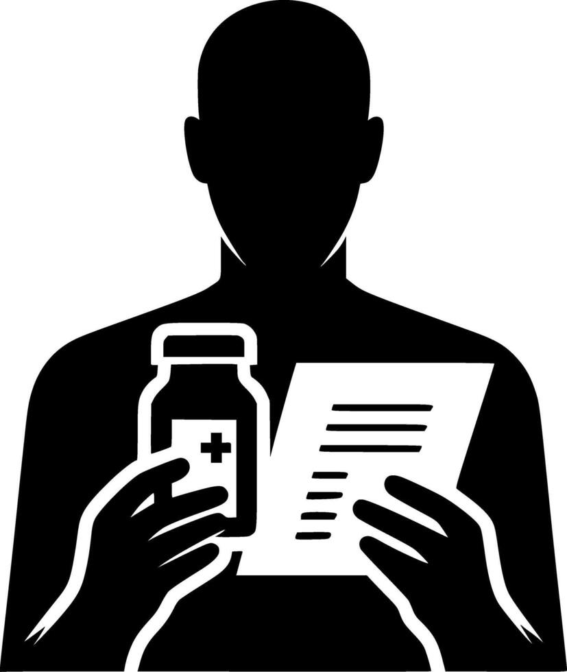 A silhouette of a man holding a jar and a paper vector