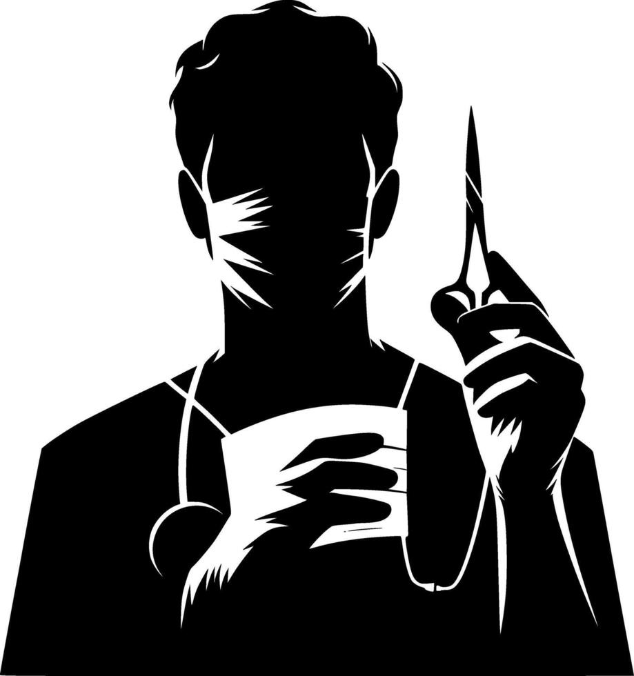 Silhouette of a doctor holding scissors vector
