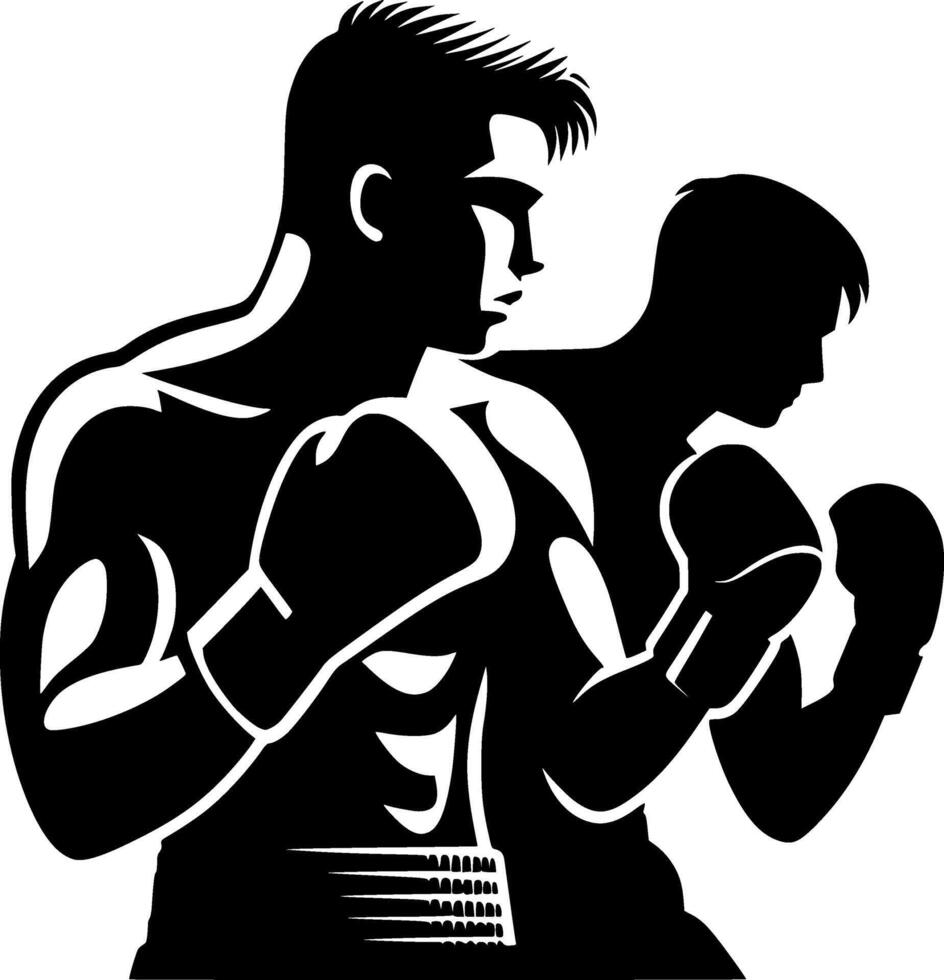 Two men in boxing gloves silhouette vector