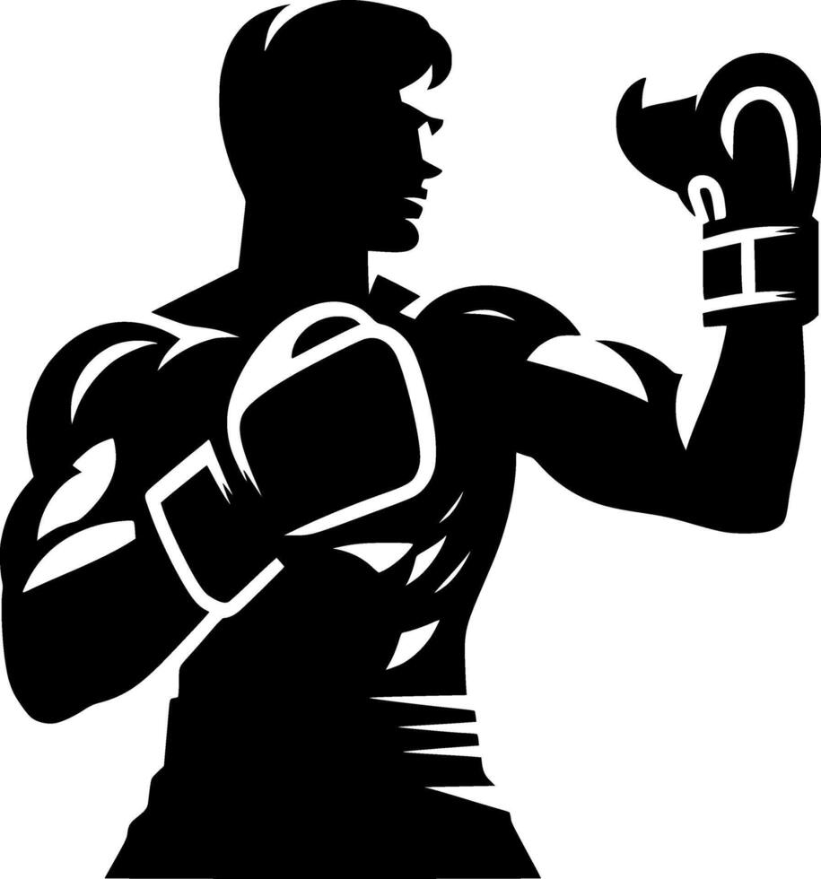 A silhouette of a man in boxing gloves vector