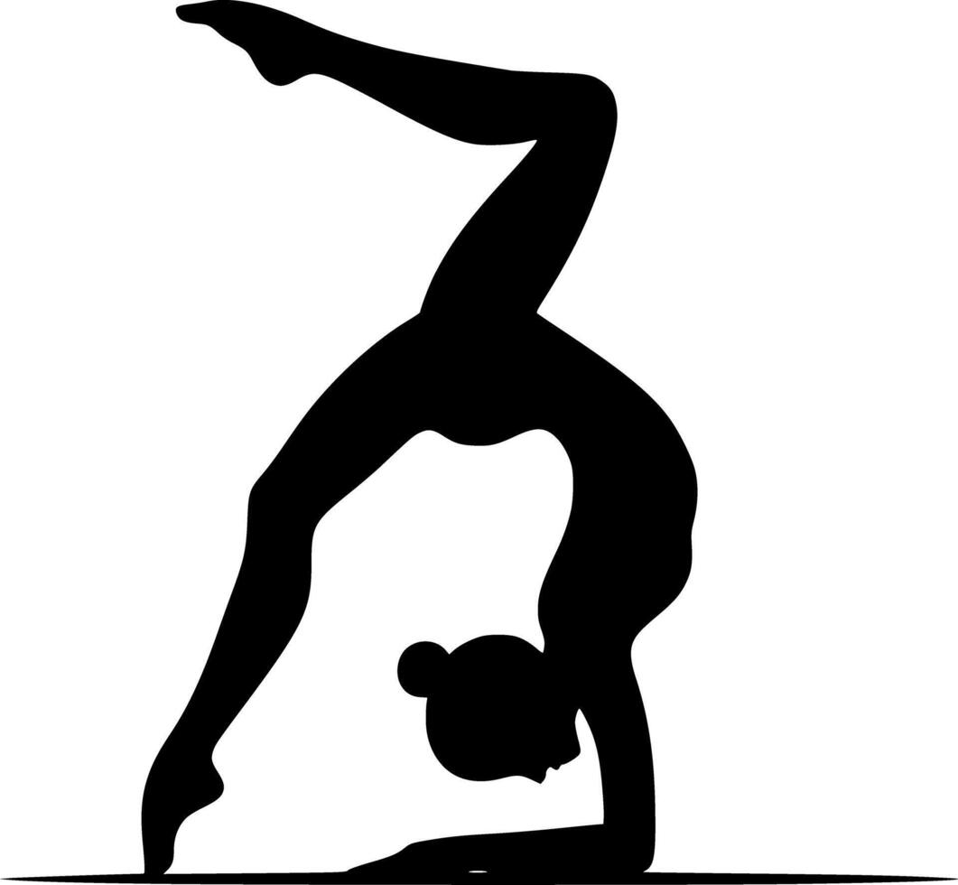 A silhouette of a woman doing a handstand vector