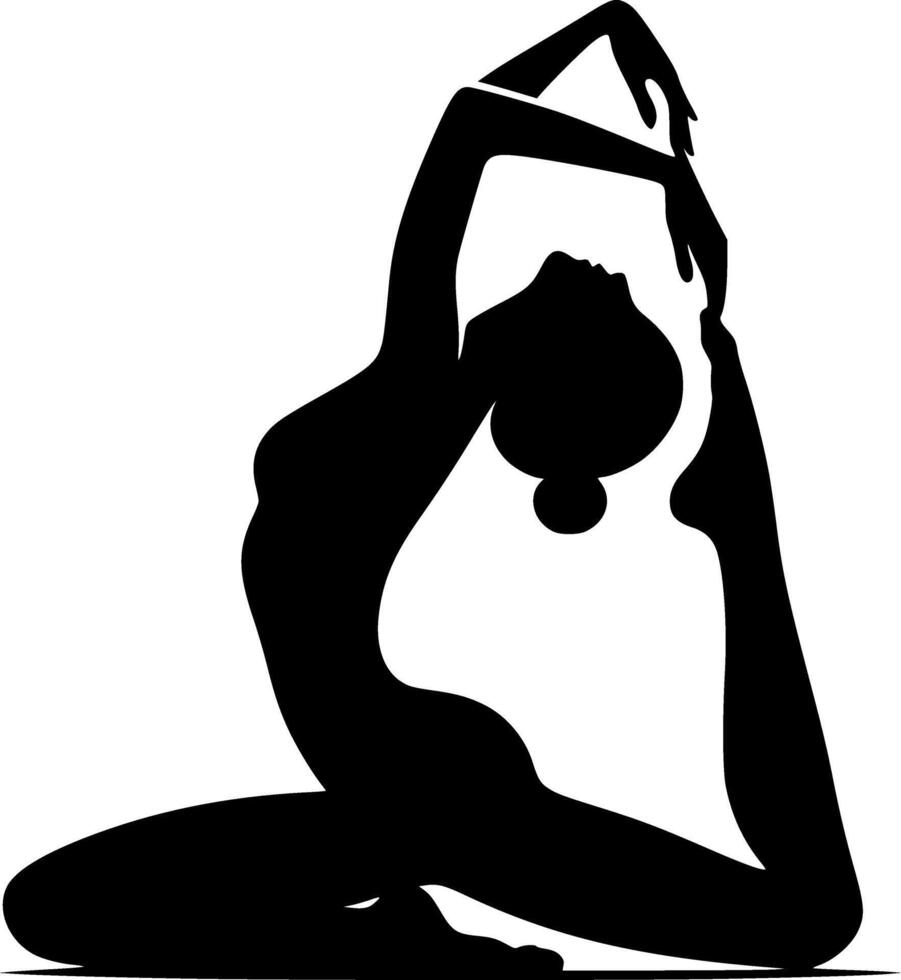 Silhouette of a woman doing yoga on a white background vector