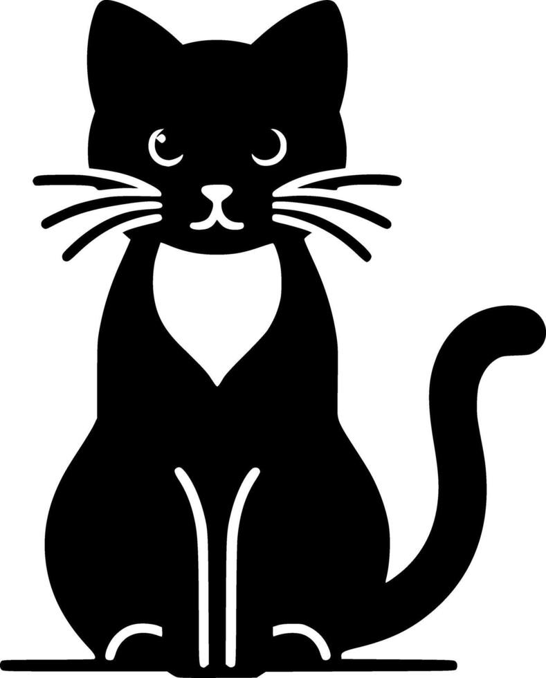 A black cat with a white heart on its chest vector