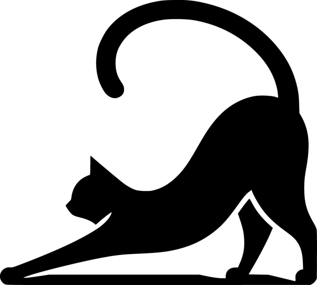 A black silhouette of a cat doing yoga vector