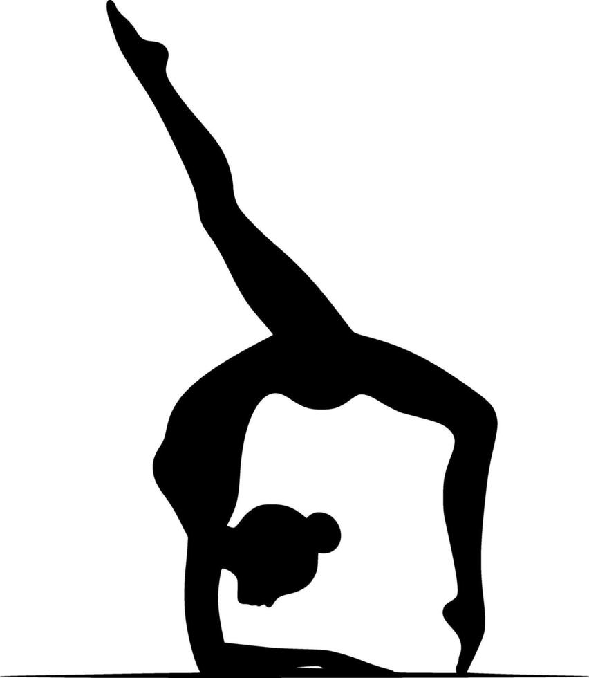 A silhouette of a woman doing a gymnastics pose vector