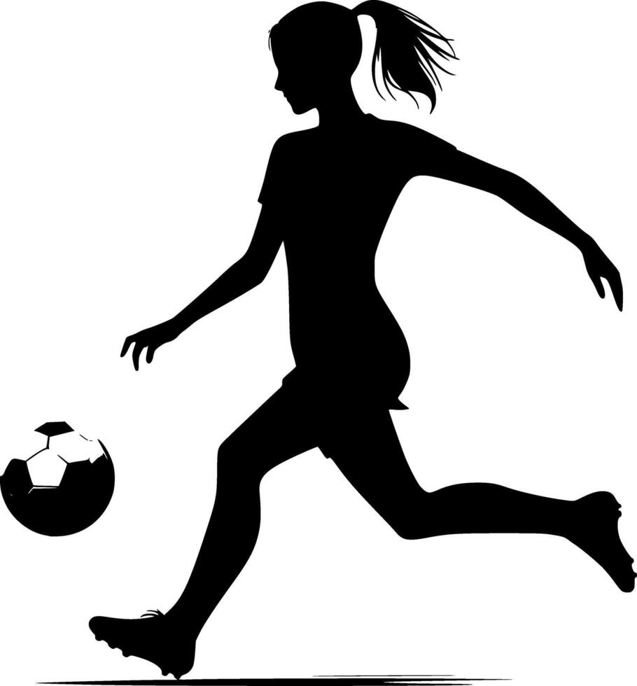 Silhouette of a woman kicking a soccer ball vector