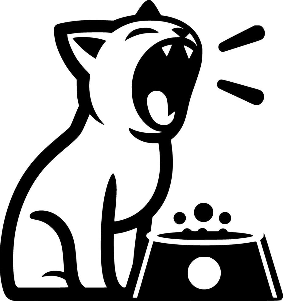 A cat is sitting next to a bowl of food vector