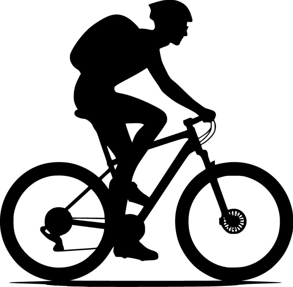 Silhouette of a man riding a bike vector