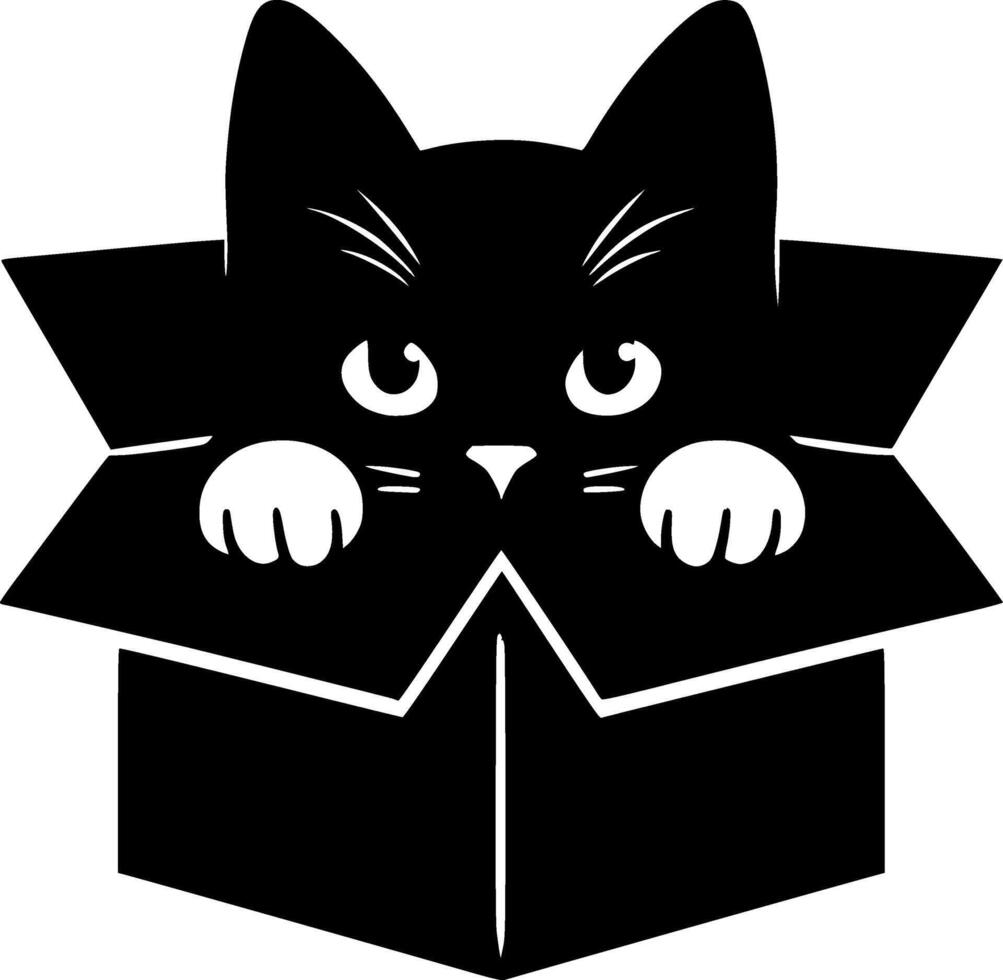 Black cat in a box icon vector