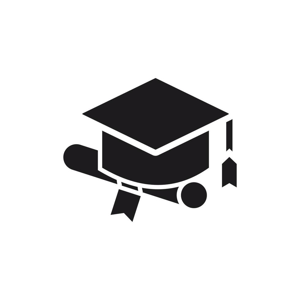 vgraduation cap icon on top of a diploma, symbolizing academic achievement and the pinnacle of hard work. Perfect for use in educational materials, graduation announcements. vector