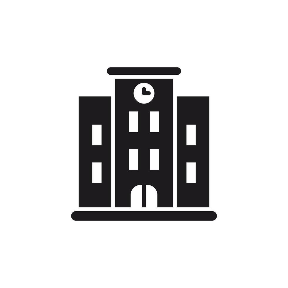 School Building Icon on White Background vector