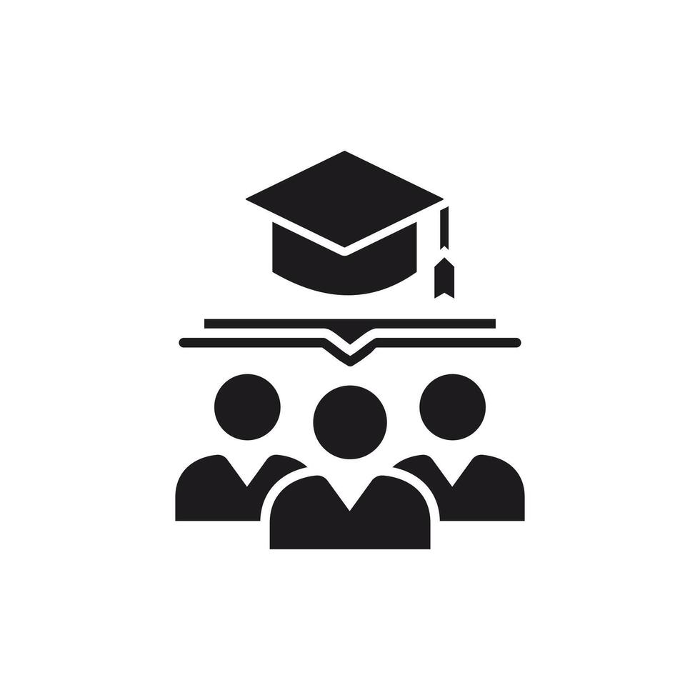 Graduation Hat over a Group of Students, Education Icon vector