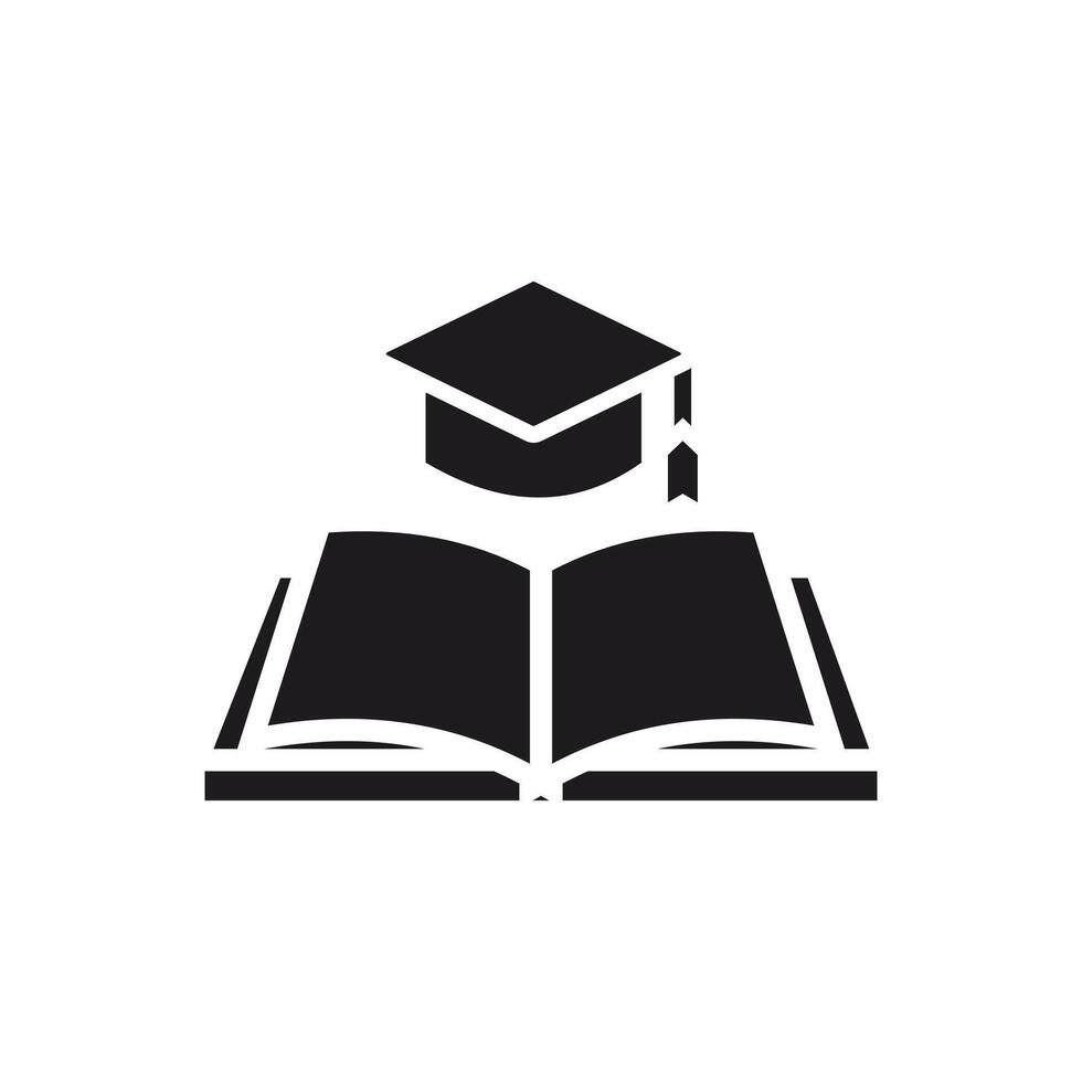 Graduation Cap on Open Book.Education Icon vector