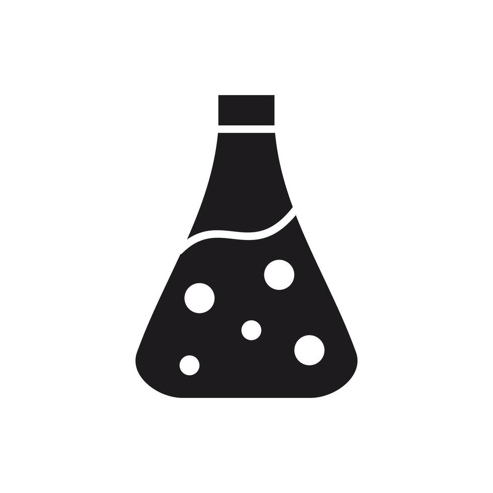 Erlenmeyer Flask with Bubbles Icon - Science Laboratory Concept vector