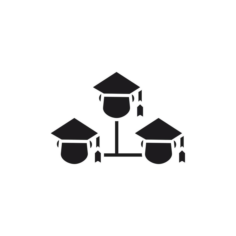 Education Network Icon. Connected Graduation Caps for Learning vector