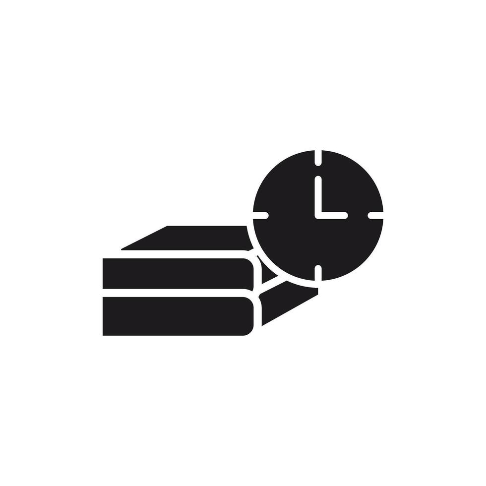 Time Management and Effective Learning, Books and Clock Icon vector