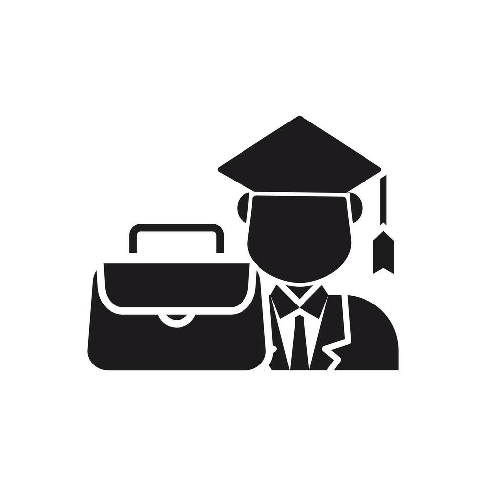 Graduate with Briefcase Icon, Job Market Ready. vector