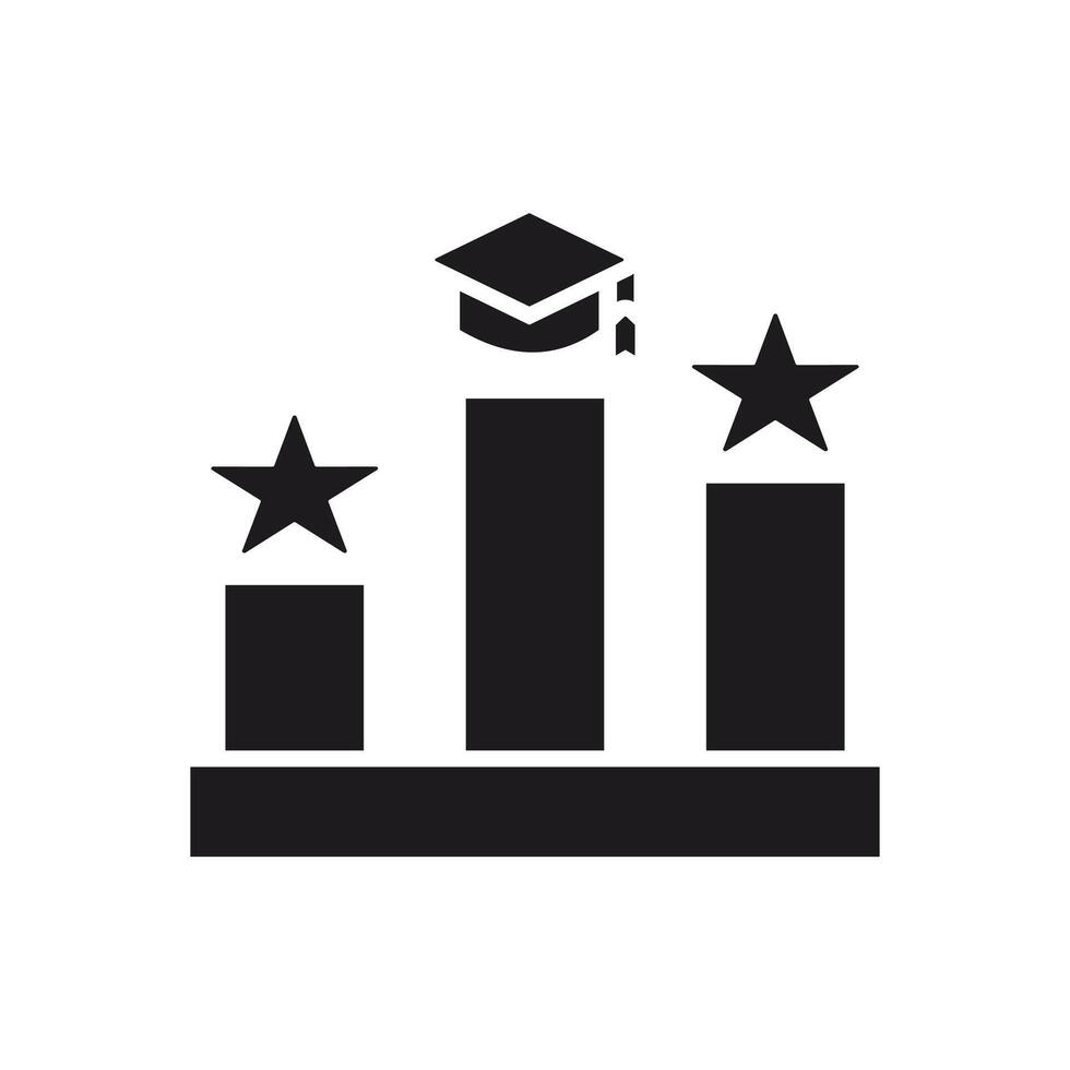 Education Excellence. Achievement Podium with Graduation Cap and Stars Icon,student champion award. vector