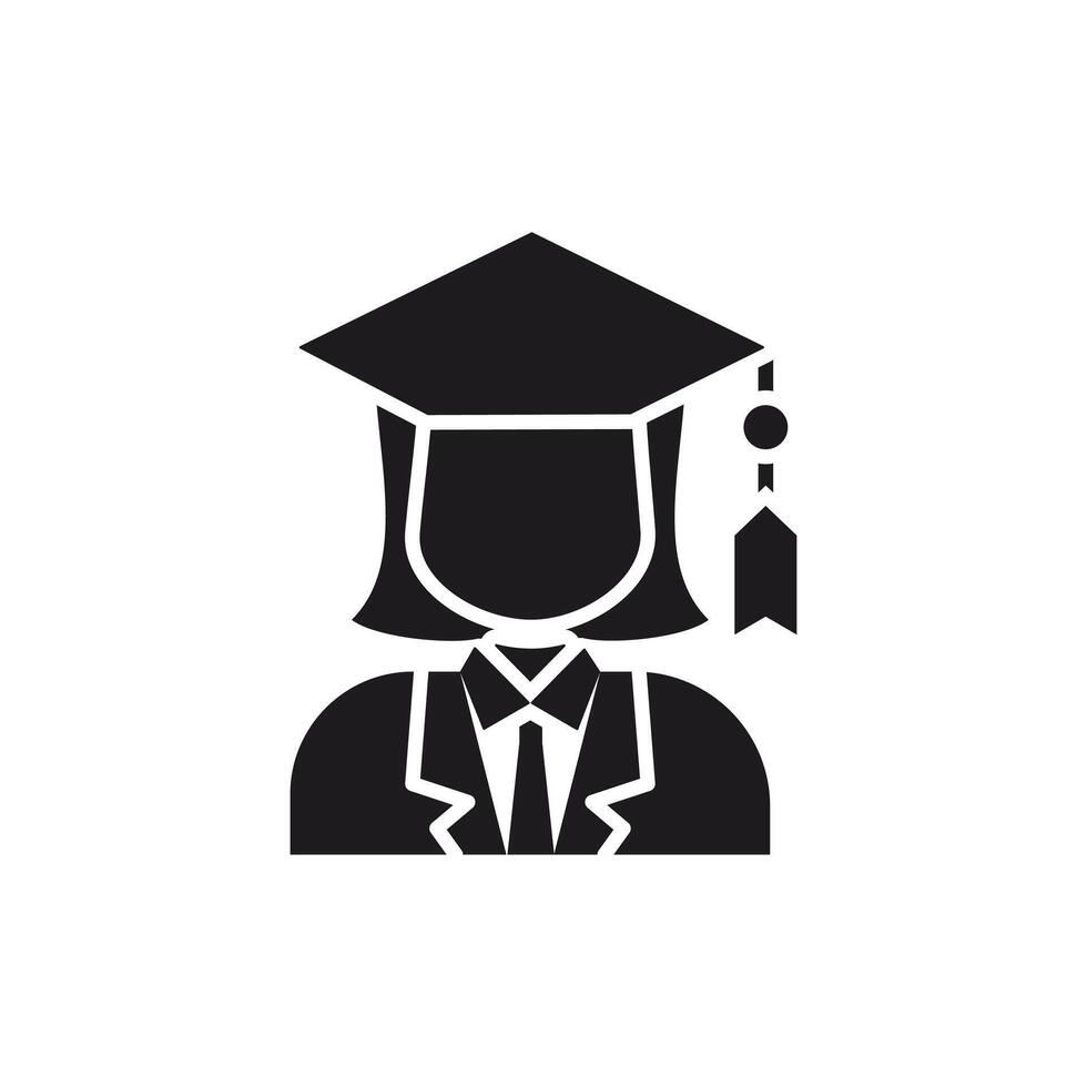 Graduate Woman Icon with Mortarboard and Graduation Gown vector