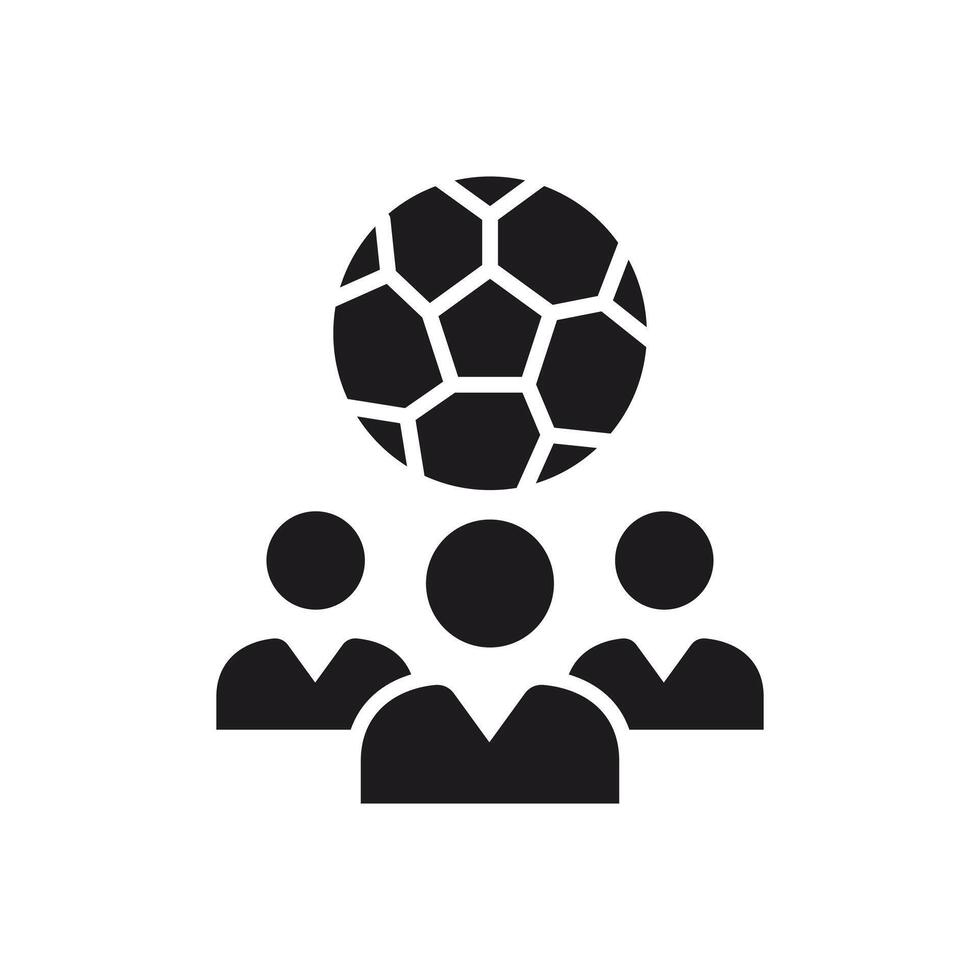Soccer Team Icon, Silhouette of Players with Ball. vector