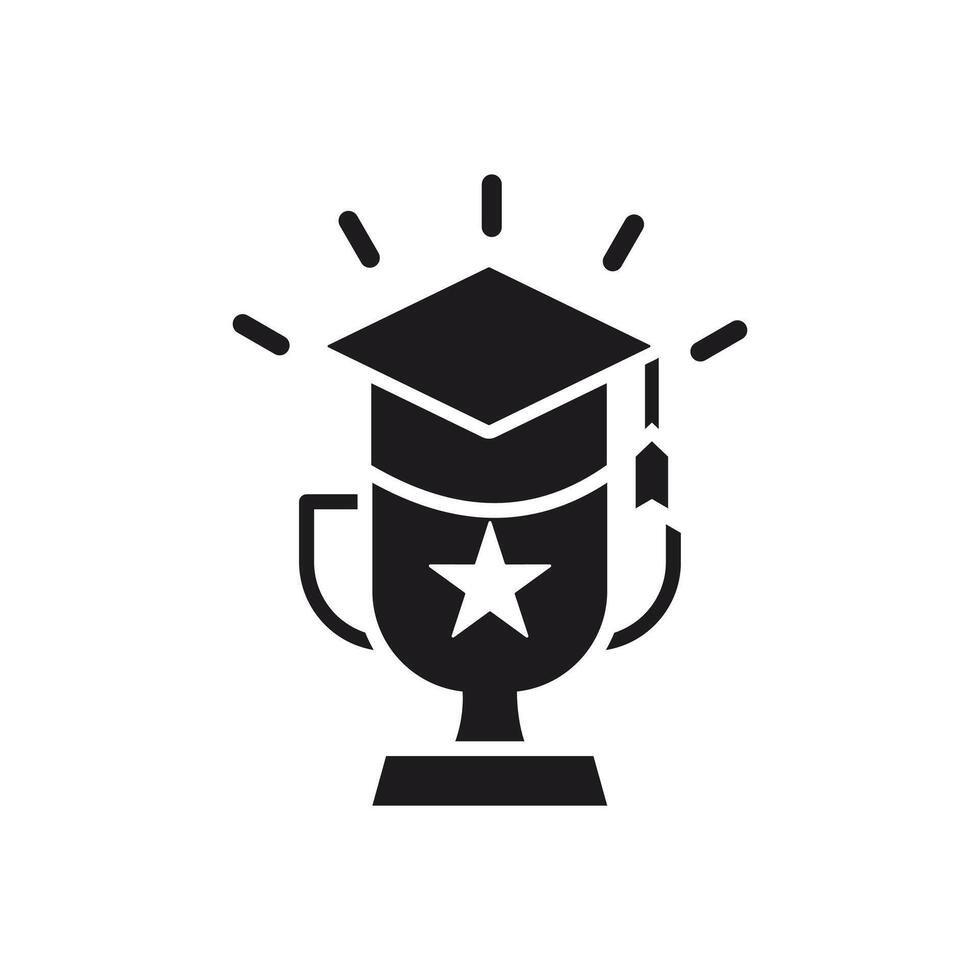 Education Award Icon with Graduation Cap and Trophy vector