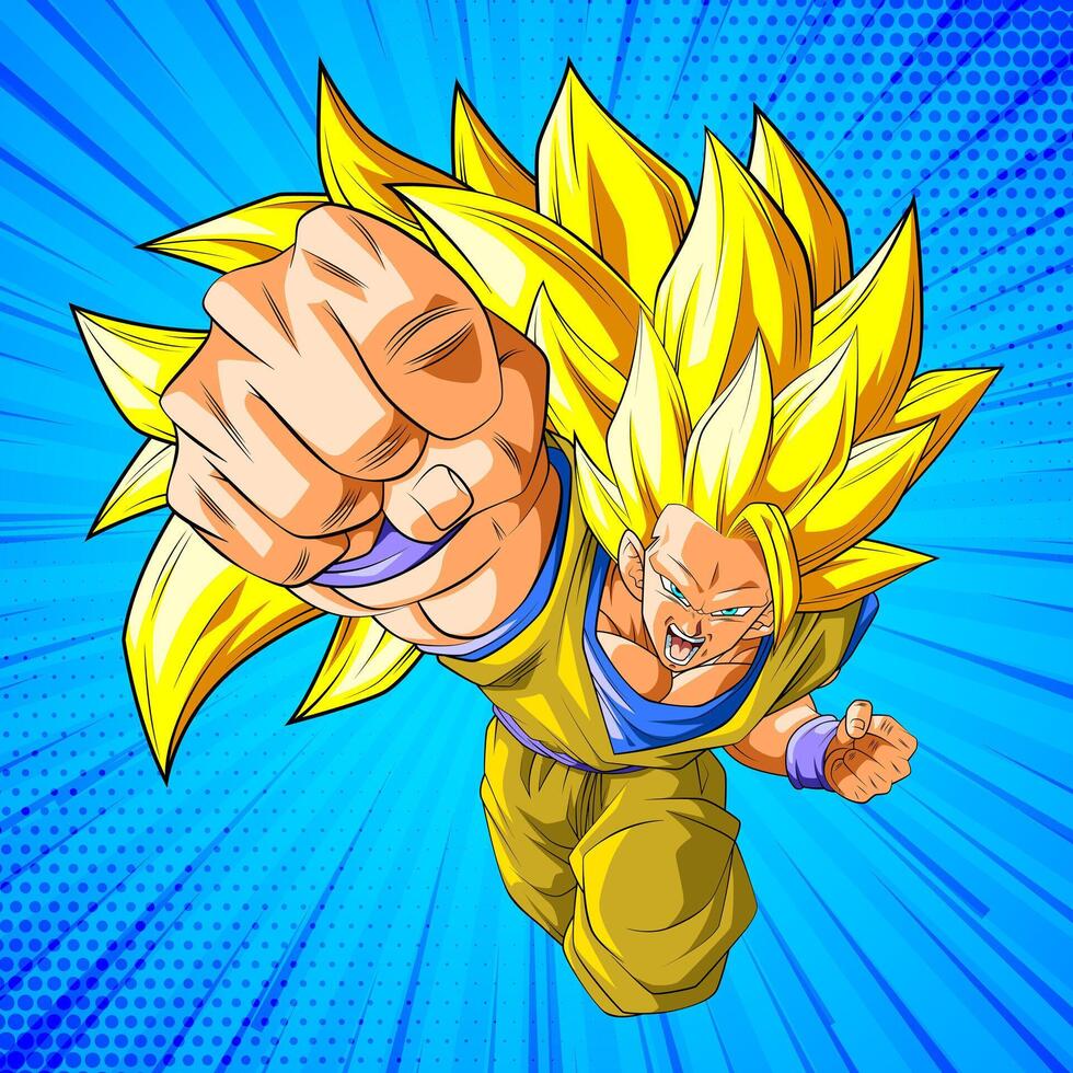 illustration of goku super saiyan 3 vector
