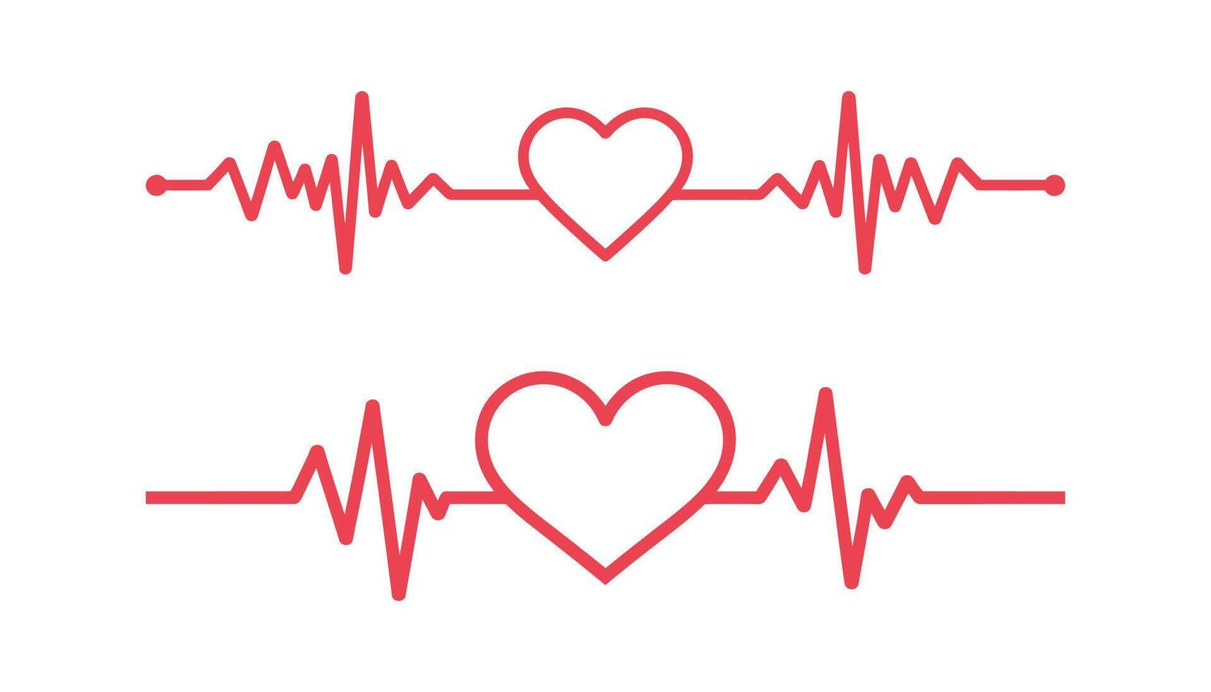 Heartbeat Line with Heart Shape in Red Outline Style Love and Health Concept for Medical, Romance, Valentine, or Wellness Graphic Design Projects. vector
