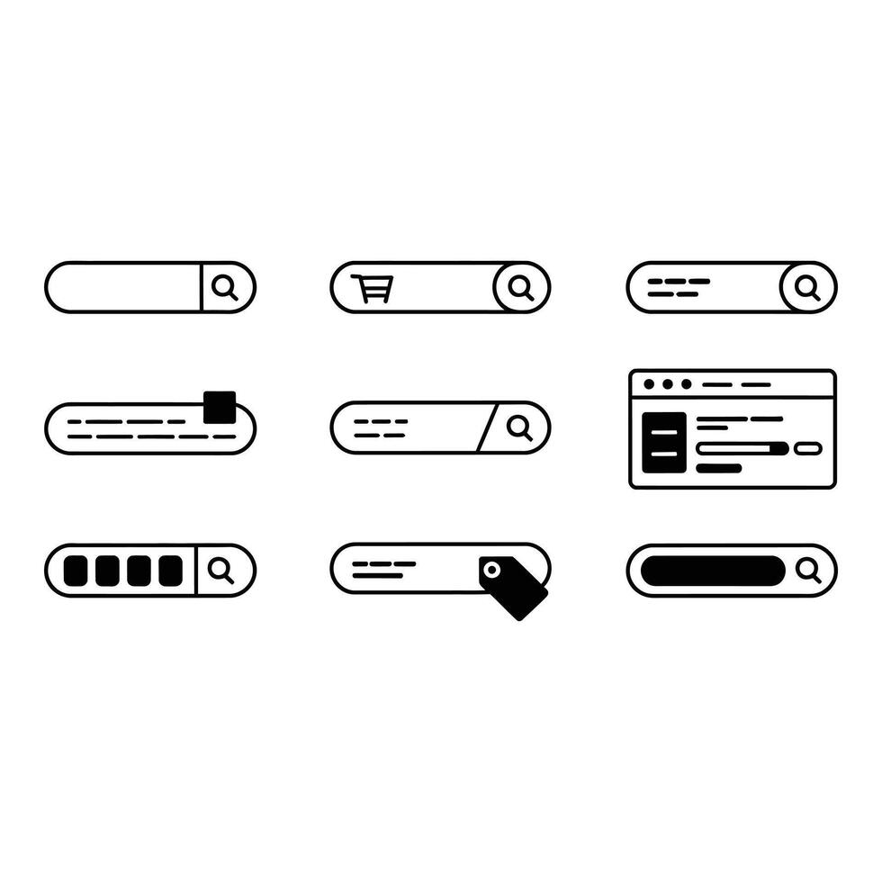 Modern Minimalist Search Bar Icons E commerce Website UI UX Design Elements vector