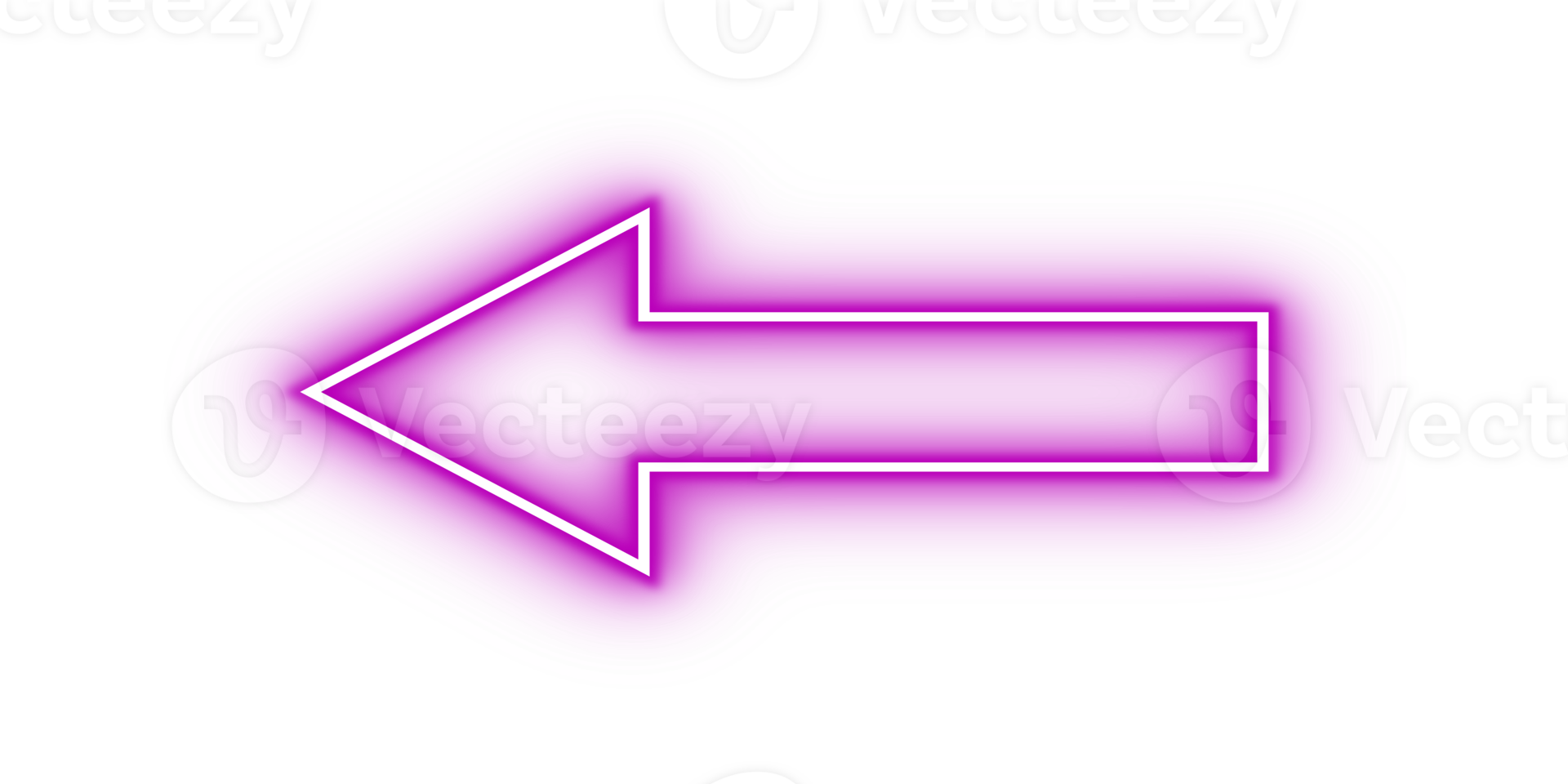 Bright purple pink color neon light arrow pointing left with glowing effect on transparent background for modern digital graphic design with vibrant stylish visual concept png