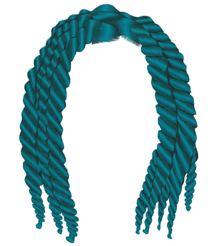 Big Twist Braids .realistic 3d . fashion beauty style .trendy african hairstyle wig vector
