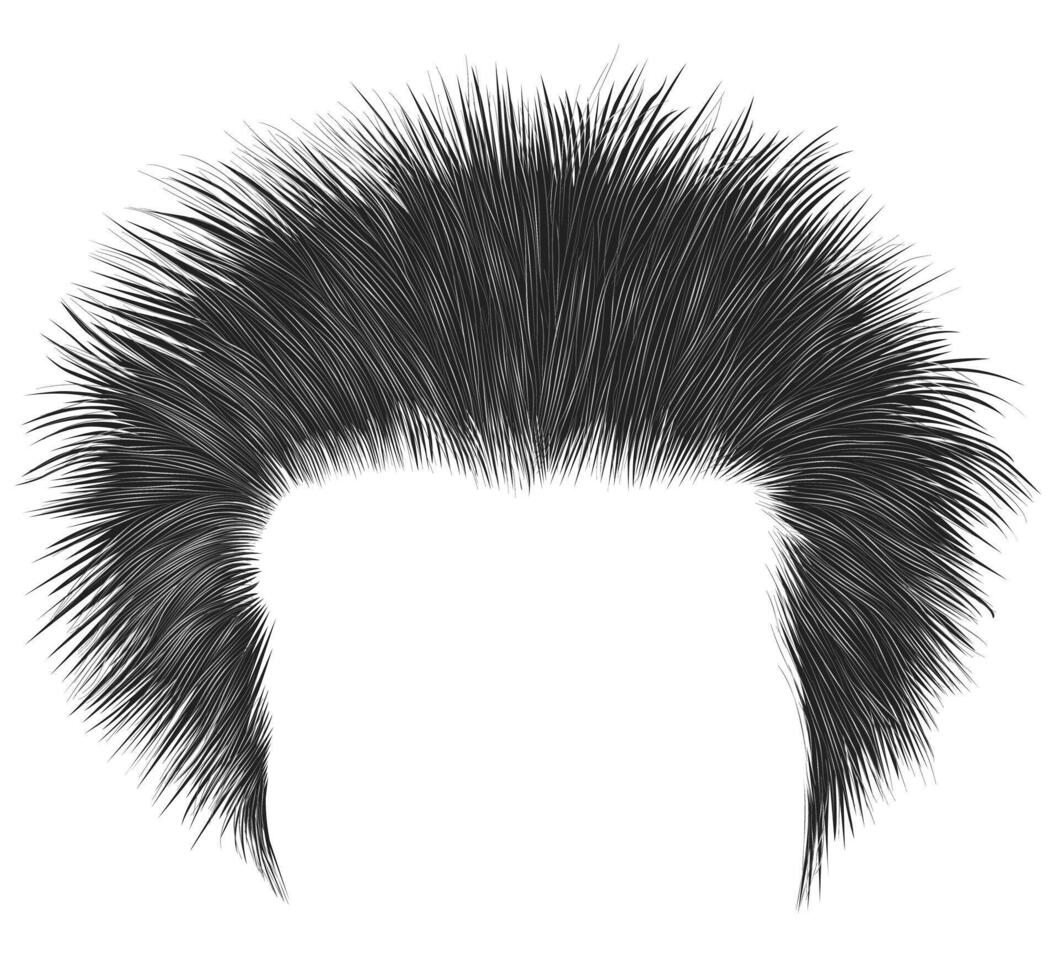 trendy shaggy man hairs black colour. beauty style.high hair styling vector