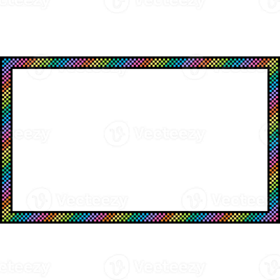rainbow checkered frame. Colorful Retro rectangle frame png
