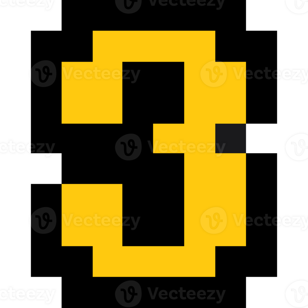 Pixel art number 2, Number arcade style png