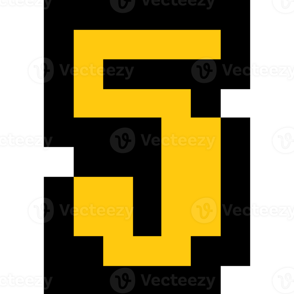 Pixel art number 5, Number arcade style png
