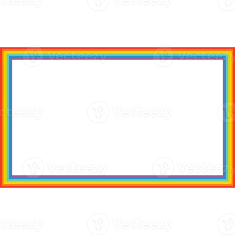 Rainbow rectangle frame. Colorful stripes border frame png
