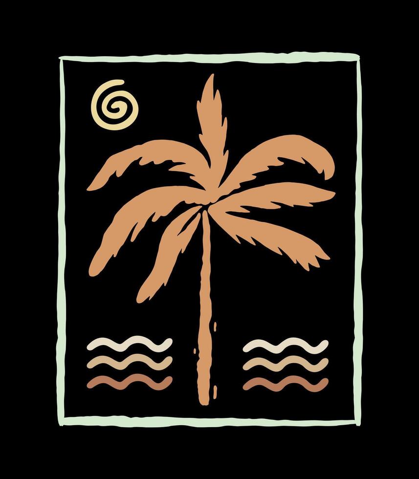 Stylized illustration of a coconut tree. Art alluding to summer and the coast. vector