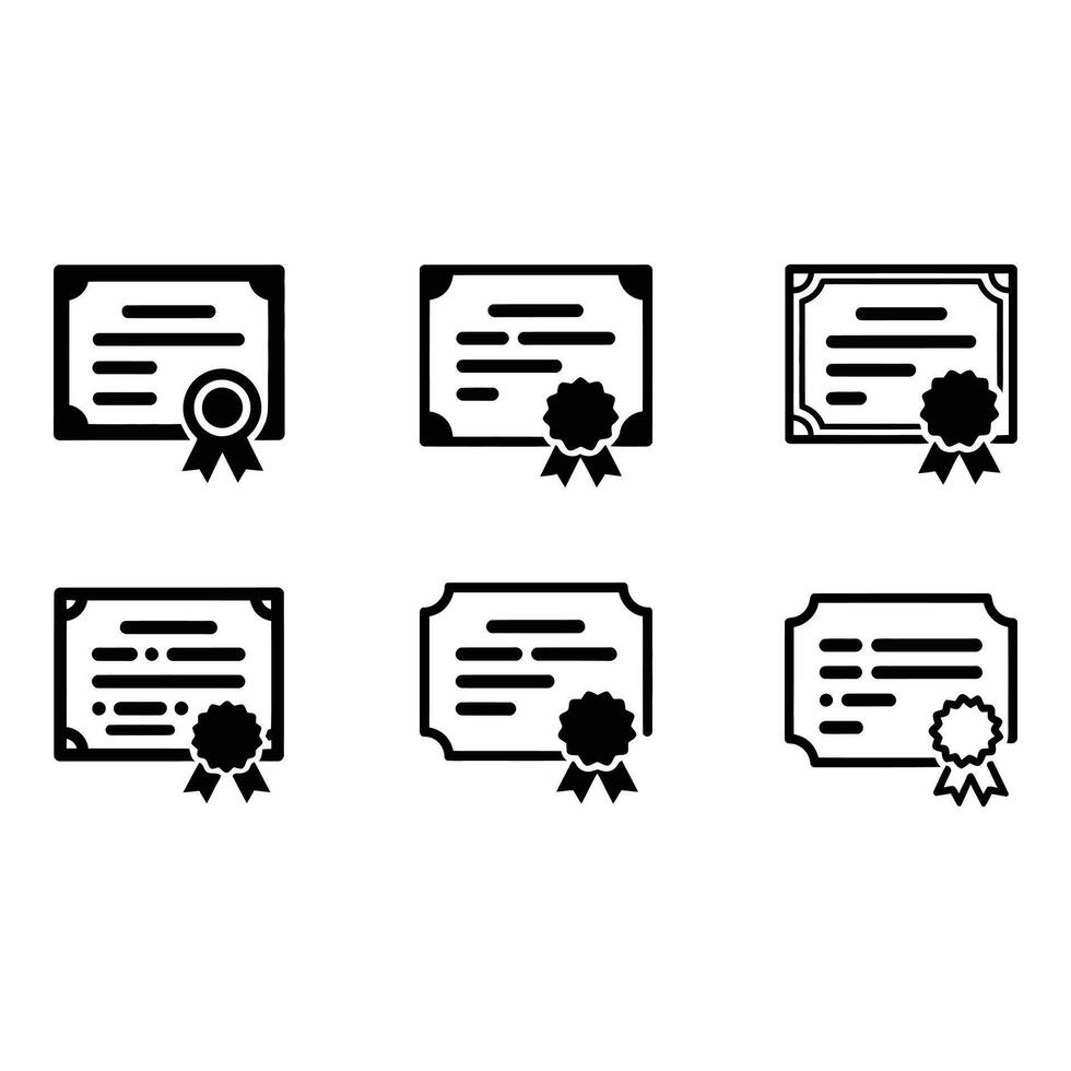 Six Professional Certificate Icons Achievement Award Diploma Graduation Seal Success vector